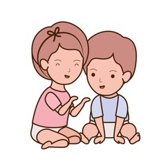 Isolated baby boy and girl design