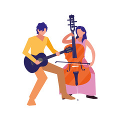 woman and man musician playing instrument musical