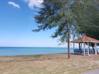 A pavilion next to a tropical beach, Waghor Beach, Prachuap Khiri Khan, Thailand