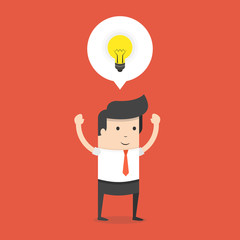 Businessman get a great idea. Business idea concept. Flat cartoon style. Vector illustration.