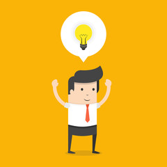 Businessman get a great idea. Business idea concept. Flat cartoon style. Vector illustration.