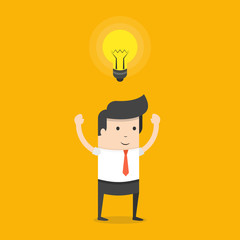 Businessman get a great idea. Business idea concept. Flat cartoon style. Vector illustration.