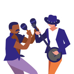 two male musicians musical instruments