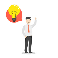 Businessman get a great idea. Business idea concept. Flat cartoon style. Vector illustration.