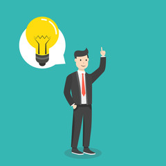 Businessman get a great idea. Business idea concept. Flat cartoon style. Vector illustration.