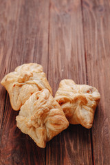 fresh pastry on a wooden background