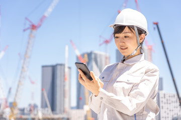 asian engineer worker working in construction site