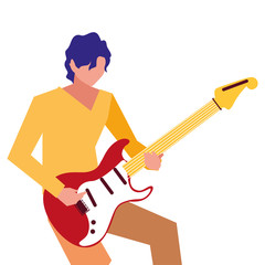 musician man electric guitar playing