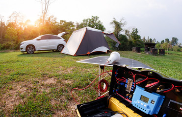 Creative solar power generation technology for camping with tent.