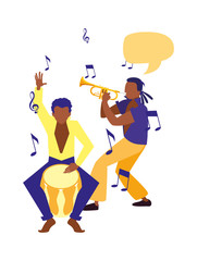 two male musicians musical instruments