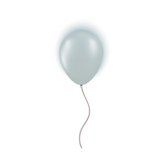 Realistic silver grey balloon isolated on white background. Design element for Birthday party, grand opening or Big Sale greeting card concept. Vector illustration