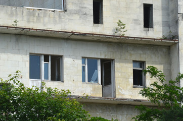Ghost town in Eastern Europe. Ruins.  Kiev Region