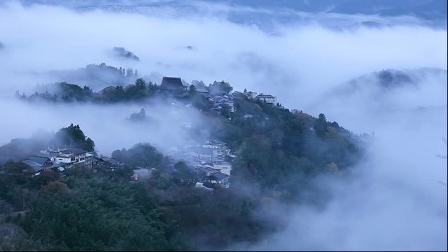 View of clouds and fog, Yoshino, Nara Prefecture, Japan