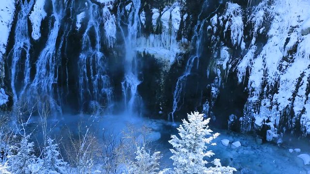 High angle view of&nbsp;Whitebeard Falls in winter, Japan