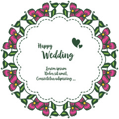 Happy wedding card or invitation with abstract floral background, elegant pattern with flowers. Vector