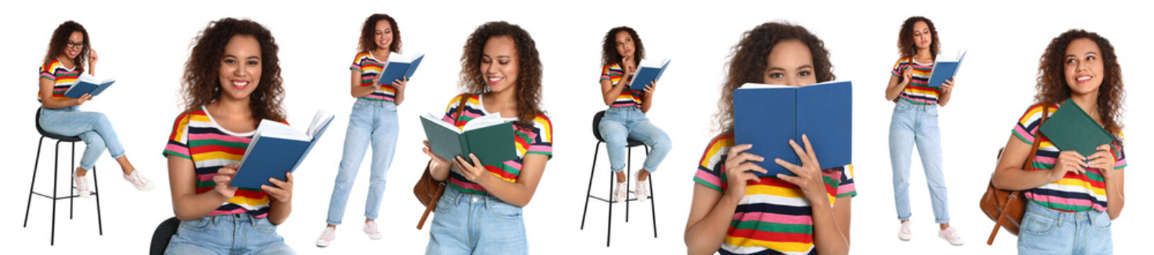 Senior Man Reading Book On White Background