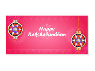 Elegant Rakhi for Brother and Sister bonding in Raksha Bandhan festival from India in vector greeting background