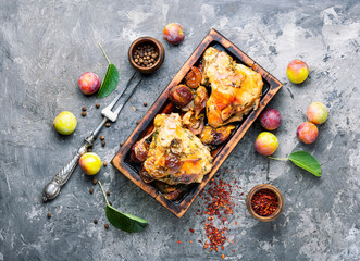 Roast chicken with plum