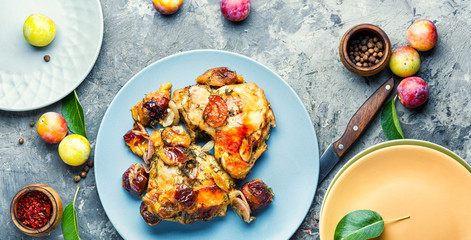 Roast chicken with plum