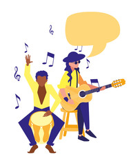 two male musicians musical instruments