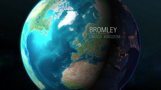 United Kingdom - Bromley - Zooming from space to earth