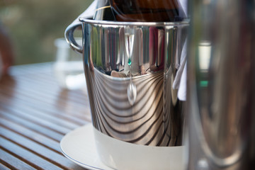 Reflections in an ice bucket