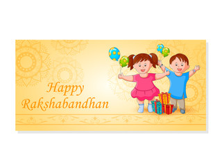 Elegant Rakhi for Brother and Sister bonding in Raksha Bandhan festival from India in vector greeting background