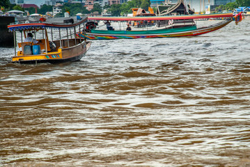 Fototapeta na wymiar 2 passenger ferryboat on the Chao Phraya River.