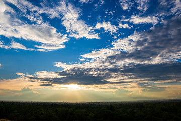 colorful dramatic sky with cloud at sunset.