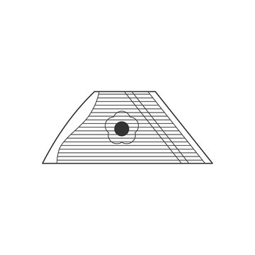 Gusli flat black and white icon. Isolated Vector String ill.