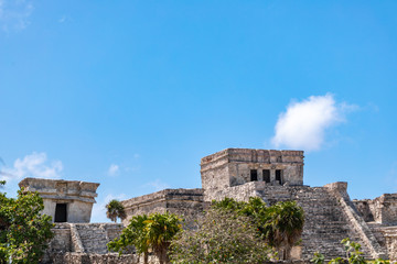 Fototapeta na wymiar Tulum, Quintana Roo / Mexico - July 27 2019: This is the temples in in Tulum Mexico
