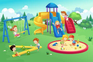 Obraz na płótnie Canvas Park and playground cartoon