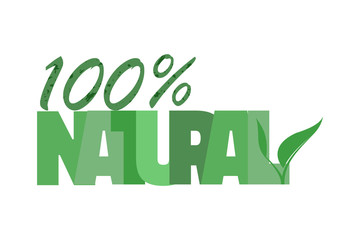 100 Percent Natural label on white background.