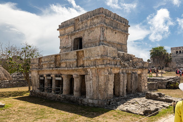 Tulum, Quintana Roo / Mexico - July 27 2019: This is the temples in in Tulum Mexico