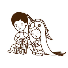 Isolated baby boy and girl design