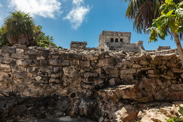 Tulum, Quintana Roo / Mexico - July 27 2019: This is the temples in in Tulum Mexico