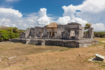 Tulum, Quintana Roo / Mexico - July 27 2019: This is the temples in in Tulum Mexico