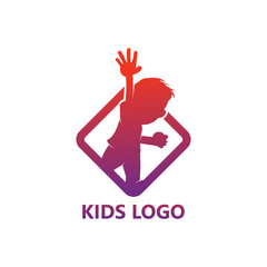 Happy Kids Logo Template Design Vector, Emblem, Design Concept, Creative Symbol, Icon