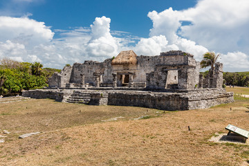 Tulum, Quintana Roo / Mexico - July 27 2019: This is the temples in in Tulum Mexico