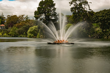 Beautiful fountain in action on Virginia Lake Wanganui New Zealand