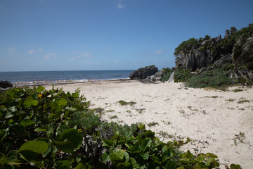 Tulum, Quintana Roo / Mexico - July 27 2019: This is the temples in in Tulum Mexico