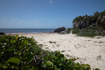 Tulum, Quintana Roo / Mexico - July 27 2019: This is the temples in in Tulum Mexico