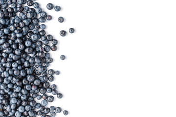 Blueberries isolated on white background with copyspace