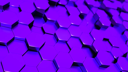 Purple background with hexagons. 3d rendering. Luxury, beautiful, unusual, color background