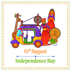 15th August Independence of India tricolor background in vector