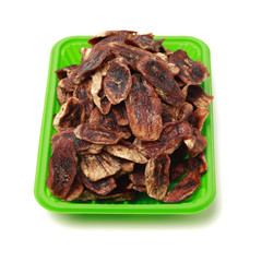 Dried bananas on white background