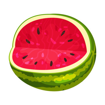 Watermelon with carved fourth. Vector illustration on white background.