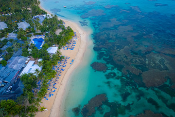 Fototapeta na wymiar Aerial view of tropical beach.Samana peninsula,Bahia Principe beach,Dominican Republic.