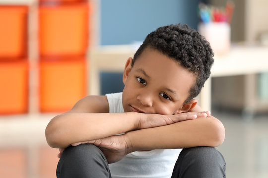 Bored African-American Boy At Home