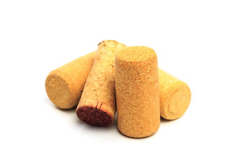 Wine corks isolated on white background .